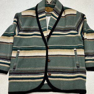 Vintage Woolrich 3 Button Chore Coat Jacket Size Medium Made In USA Wool Striped